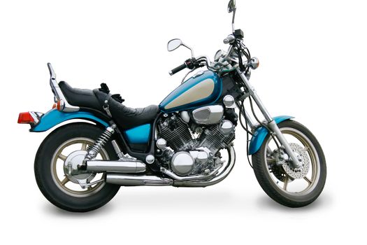Beautiful brilliant blue motorcycle isolated