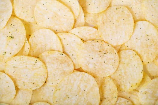 Chips appetizing ruddy with fennel  closeup