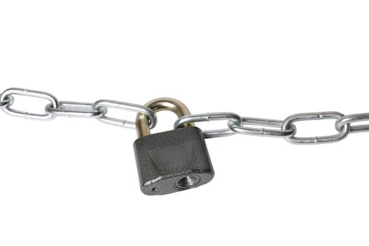 lock and chain on  white background  isolated