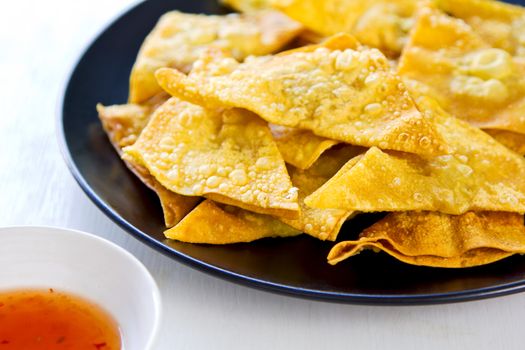 Deep fried Wonton pastry with Thai sweet chili sauce