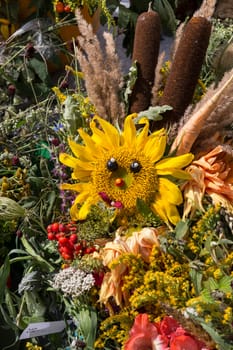 beautiful bouquets of flowers and herbs 