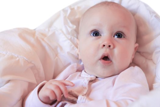 Beautiful small kid girl in studio