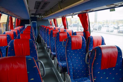 Bus interior of on old vehicle