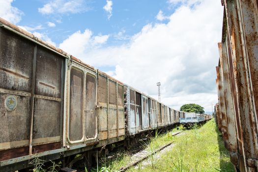 the beautiful view of the old train at the historic park