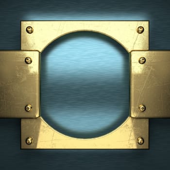 blue metal background with yellow element