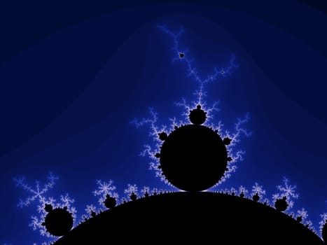Digital computer graphic - rendering. Patterned fractal background on a dark - blue colors for design
