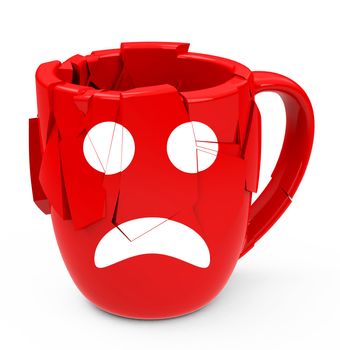 3d generated picture of an angry broken cup