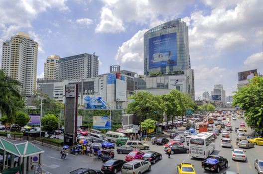 a traffic on ratchaprasong road in bangkok thailand on 3 July 2014 BANGKOK THAILAND