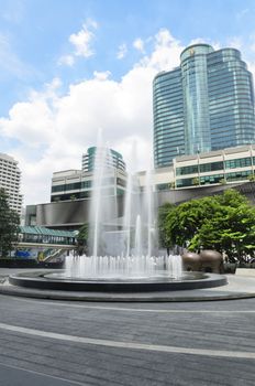 fountain in front of Central world Plaza square in bangkok thailand on 3 July 2014 BANGKOK THAILAND
