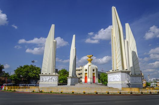 BANGKOK,THAILAND - JULY 3: democracy monument close for repair, July 3, 2014 in Ratchadamnoen Rd. Bangkok,Thailand