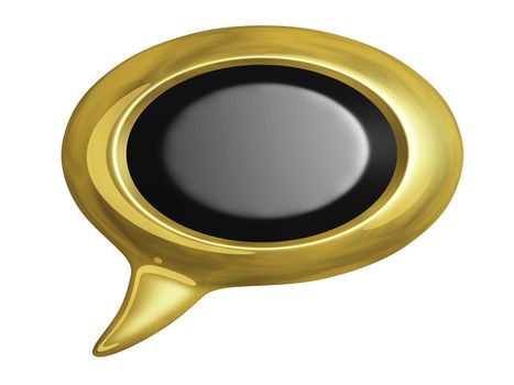 Golden speech or chat bubble with blank black copyspace area. Can be used for chatting, communication, feedback concepts
