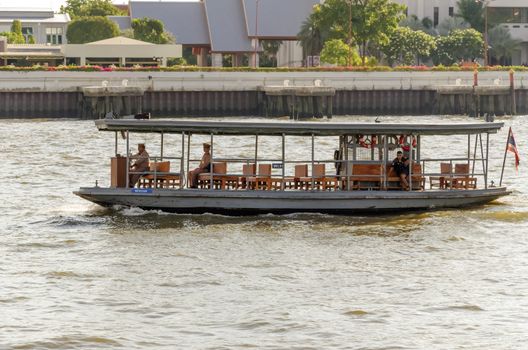 BANGKOK - JULY 3: thai navy army ferry boat at chao phraya river on JULY 18, 2014 in Bangkok, Thailand.