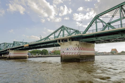 BANGKOK - July 3: Phra Phuttha Yodfa Bridge is a bridge over the Chao Phraya River connecting the districts Phra Nakhon and Thonburi on july 3, 2014 in Bangkok, Thailand