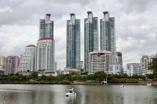 BANGKOK - July 19:view of benjakitti park,benjakitti park is the first stage in converting the Thailand Tobacco Monopoly into a park. on july 19, 2014 in Bangkok, Thailand