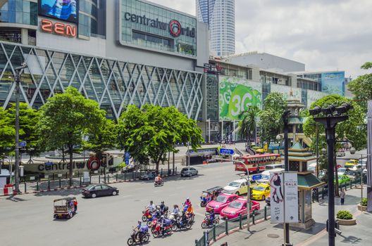 a traffic on ratchaprasong road in bangkok thailand on 3 July 2014 BANGKOK THAILAND