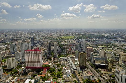 bangkok view from baiyoke tower II on 3 July 2014 BANGKOK - July 3: Baiyok Tower II is the tallest building in Thailand with 328.4 m. july 3, 2014 in Bangkok, Thailand