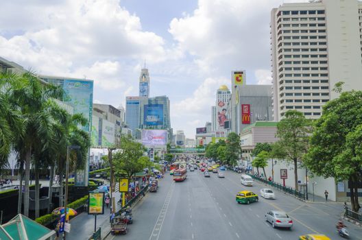 a traffic on ratchaprasong road in bangkok thailand on 3 July 2014 BANGKOK THAILAND