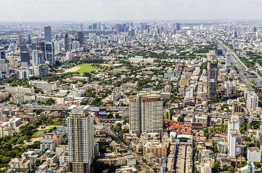 bangkok view from baiyoke tower II on 3 July 2014 BANGKOK - July 3: Baiyok Tower II is the tallest building in Thailand with 328.4 m. july 3, 2014 in Bangkok, Thailand