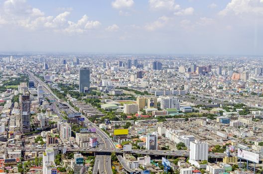 bangkok view from baiyoke tower II on 3 July 2014 BANGKOK - July 3: Baiyok Tower II is the tallest building in Thailand with 328.4 m. july 3, 2014 in Bangkok, Thailand