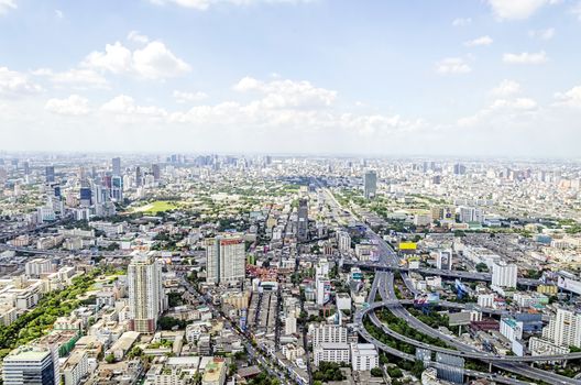 bangkok view from baiyoke tower II on 3 July 2014 BANGKOK - July 3: Baiyok Tower II is the tallest building in Thailand with 328.4 m. july 3, 2014 in Bangkok, Thailand