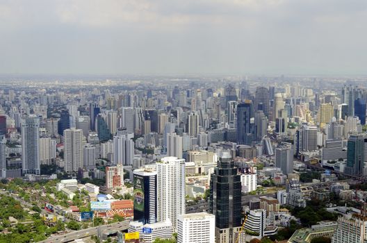 bangkok view from baiyoke tower II on 3 July 2014 BANGKOK - July 3: Baiyok Tower II is the tallest building in Thailand with 328.4 m. july 3, 2014 in Bangkok, Thailand