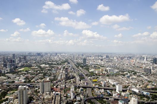 bangkok view from baiyoke tower II on 3 July 2014 BANGKOK - July 3: Baiyok Tower II is the tallest building in Thailand with 328.4 m. july 3, 2014 in Bangkok, Thailand