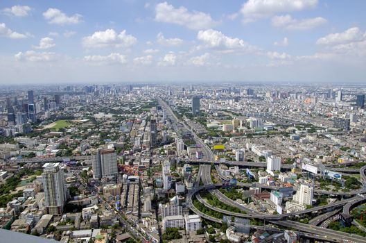 bangkok view from baiyoke tower II on 3 July 2014 BANGKOK - July 3: Baiyok Tower II is the tallest building in Thailand with 328.4 m. july 3, 2014 in Bangkok, Thailand