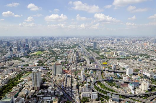 bangkok view from baiyoke tower II on 3 July 2014 BANGKOK - July 3: Baiyok Tower II is the tallest building in Thailand with 328.4 m. july 3, 2014 in Bangkok, Thailand