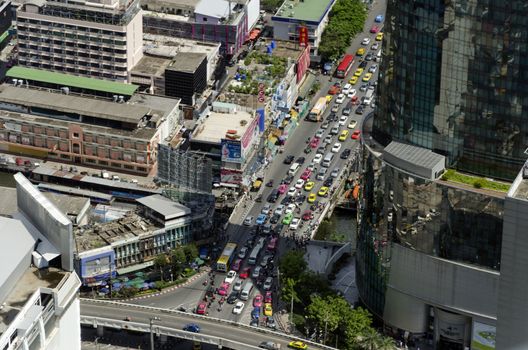 bangkok view from baiyoke tower II on 3 July 2014 BANGKOK - July 3: Baiyok Tower II is the tallest building in Thailand with 328.4 m. july 3, 2014 in Bangkok, Thailand