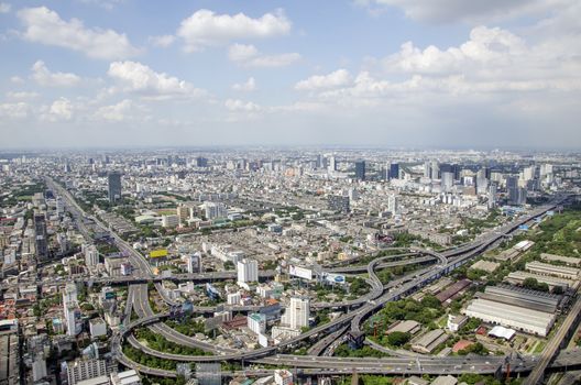 bangkok view from baiyoke tower II on 3 July 2014 BANGKOK - July 3: Baiyok Tower II is the tallest building in Thailand with 328.4 m. july 3, 2014 in Bangkok, Thailand