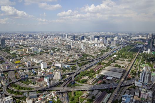 bangkok view from baiyoke tower II on 3 July 2014 BANGKOK - July 3: Baiyok Tower II is the tallest building in Thailand with 328.4 m. july 3, 2014 in Bangkok, Thailand