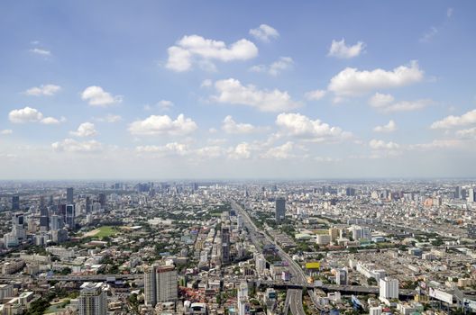 bangkok view from baiyoke tower II on 3 July 2014 BANGKOK - July 3: Baiyok Tower II is the tallest building in Thailand with 328.4 m. july 3, 2014 in Bangkok, Thailand