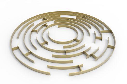 Labyrinth, 3d, render, isolated on white