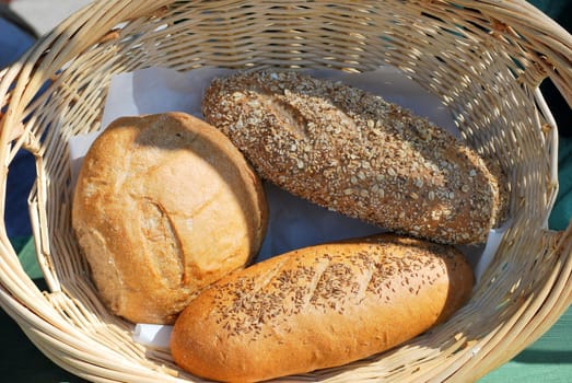Fresh baked bread at a farmers market.