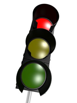 Traffic light with red on
