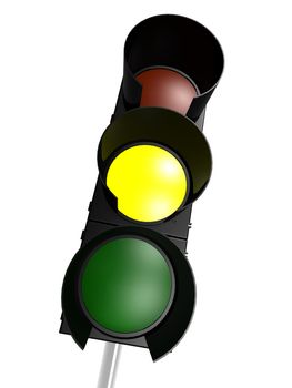 Traffic light with yellow on