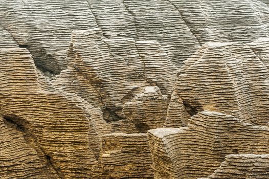 Detail of pancake rock in Punakaiki, Paparoa national park, New Zealand