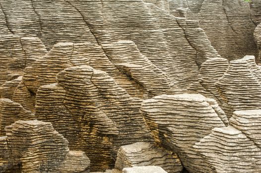 Detail of pancake rock in Punakaiki, Paparoa national park, New Zealand