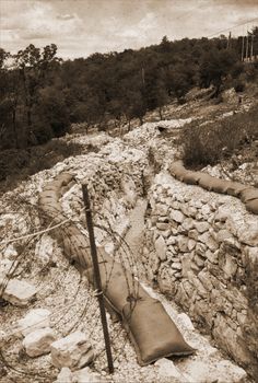 View of Foxhole of World War One, Sabotin mountain