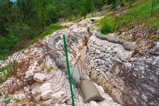 View of Foxhole of World War One, Sabotin mountain
