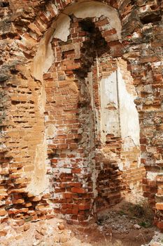 Brick wall of the destroyed ancient building