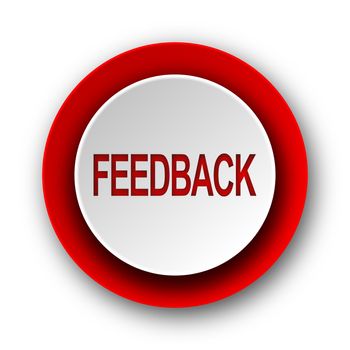feedback red modern web icon on white background