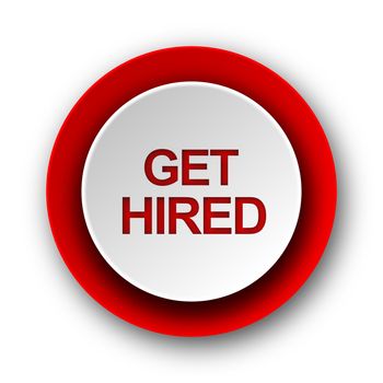 get hired red modern web icon on white background