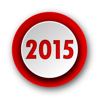 new year 2015 red modern web icon on white background