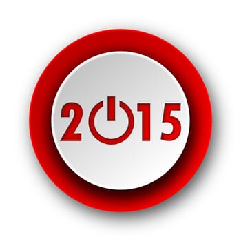 new year 2015 red modern web icon on white background