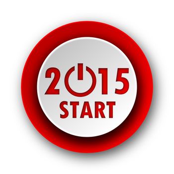 new year 2015 red modern web icon on white background