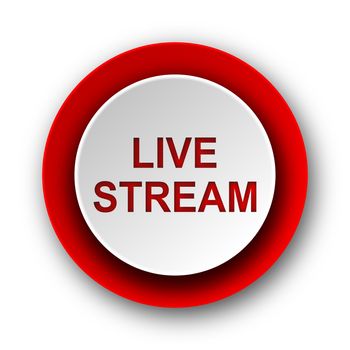 live stream red modern web icon on white background
