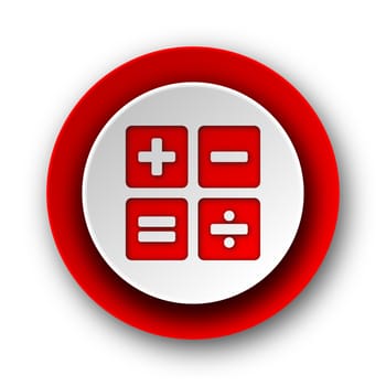 calculator red modern web icon on white background