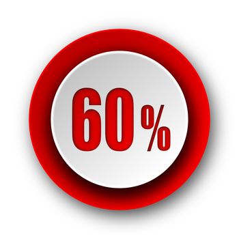 60 percent red modern web icon on white background