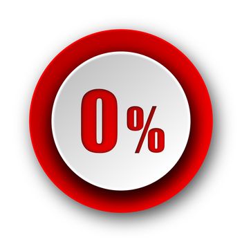 0 percent red modern web icon on white background